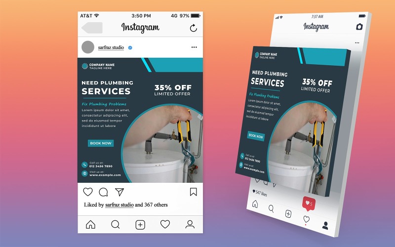 Editable Plumbing Service Promotion Social Media Post Template in High Resolution PSD Format