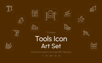 Modern Tools Icon Art Set