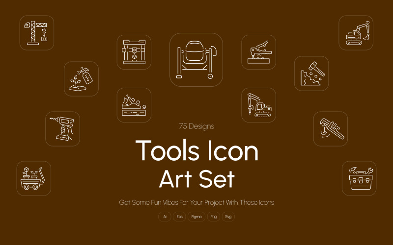 Modern Tools Icon Art Set Icon Set