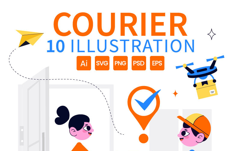 10 Courier or Delivery Service Illustration