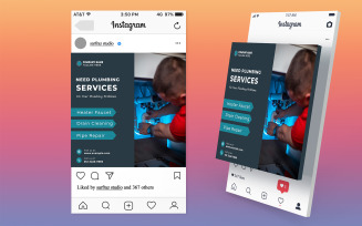 Modern Plumbing Service Promotion Social Media Post Template PSD for Instagram and Digital Marketing