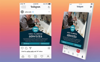 Professional Plumbing Services Social Media Post Template PSD for Instagram and Facebook Ads