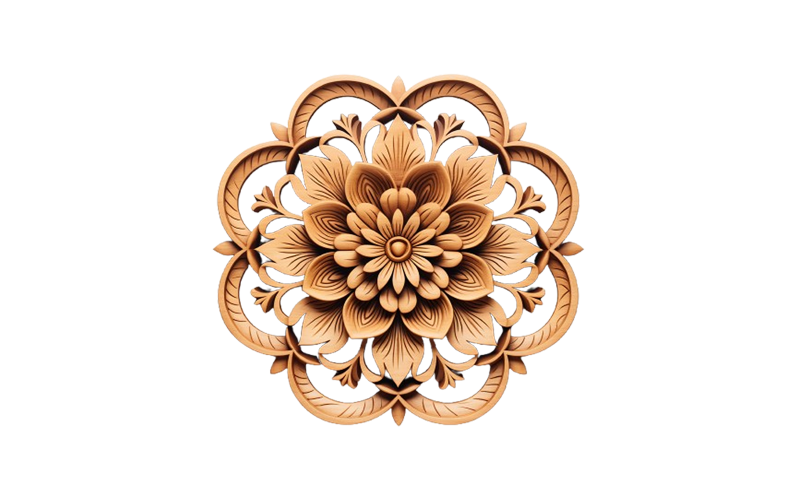 Wooden art flower mandala png Background