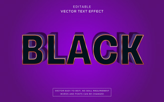 Black 3d Black Gold And White Text Effect Vector Black 3D Text Effect with Black, Gold, and White