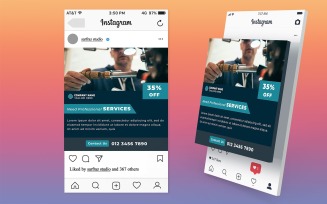 Clean Plumbing Social Media Post Template PSD | Editable Photoshop Design for Plumber Ads