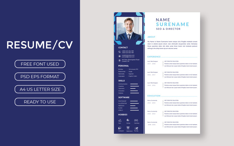 Creative resume curriculum template design Resume Template