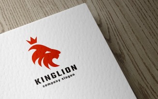 King Red Lion Head Logo Template