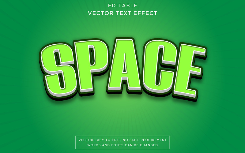 Space Debossed 3D Light Green Editable Text Effect 3D Light Green Editable Text Effect Vector Illustration