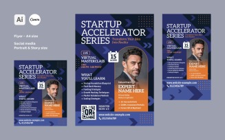 Startup Masterclass Flyer and Social Media Template Designs