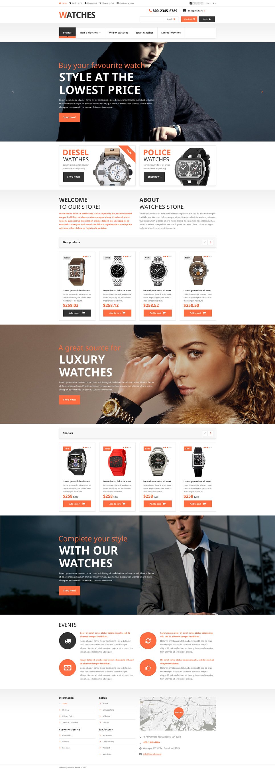 Brand Watches OpenCart Template New Screenshots BIG