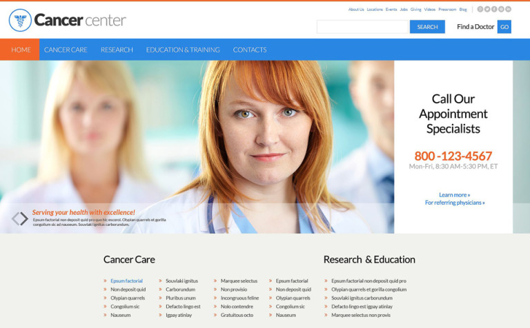 Cancer Center Responsive Website Template Big Screenshot Cancer Center Website Template New Screenshots BIG