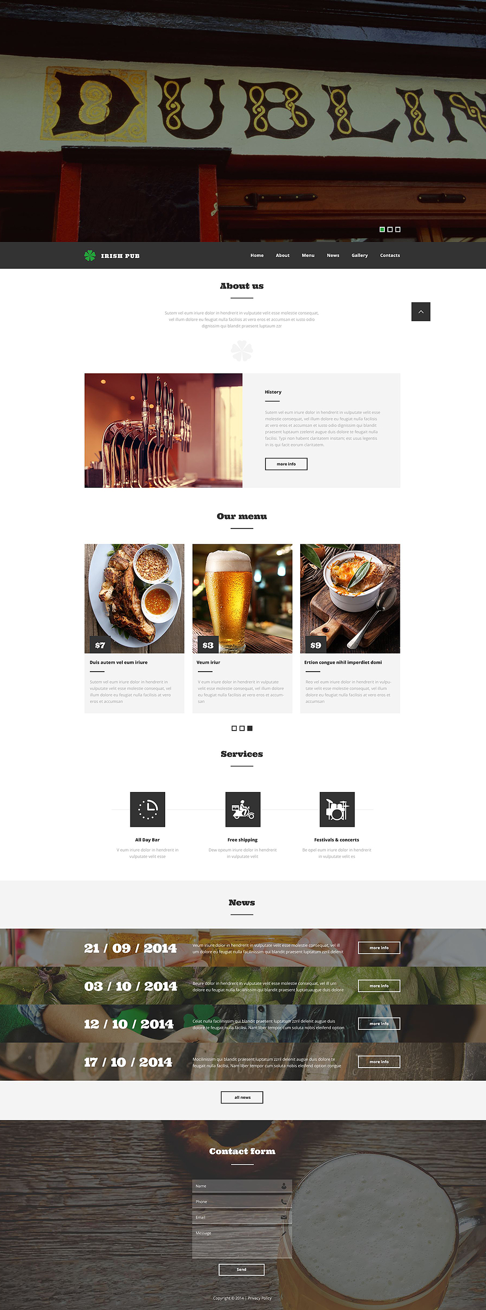 Irish Pub Website Template New Screenshots BIG
