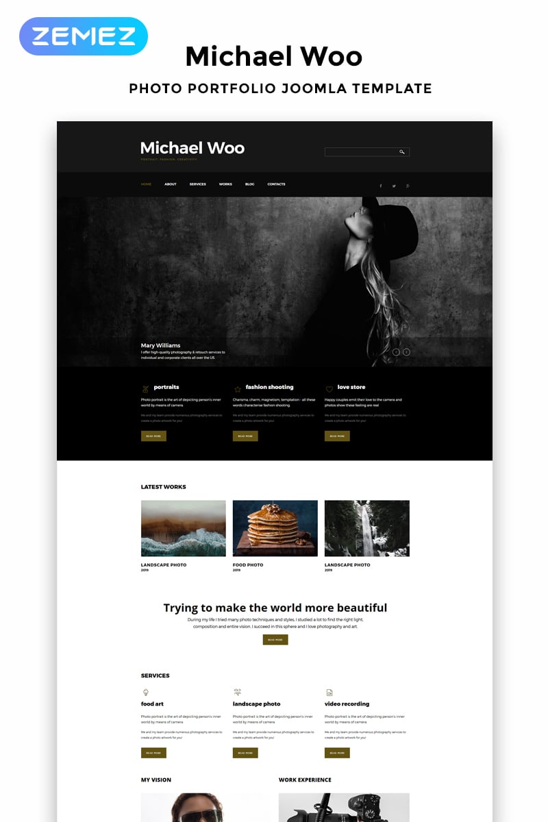 Michael Woo - Photographer Portfolio Elegant Joomla Template