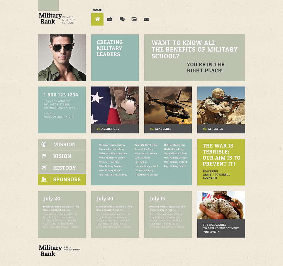 Solution for Military School WordPress Theme New Screenshots BIG
