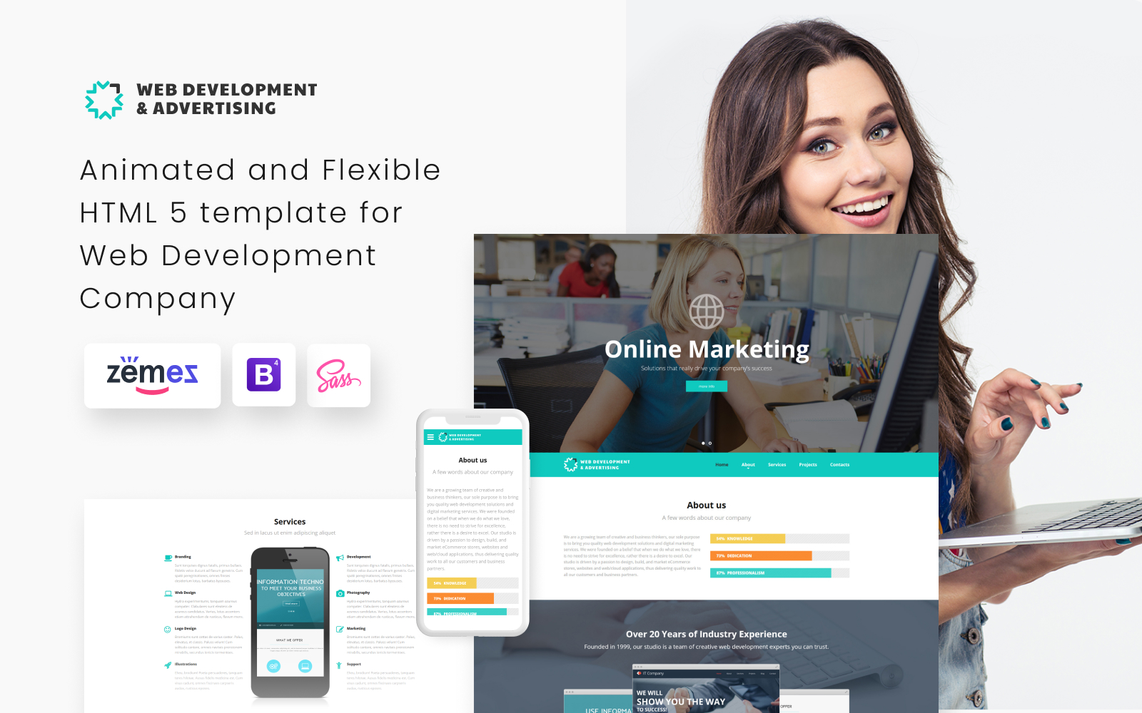 Web Development & Advertising - Web Development Responsive Website Template