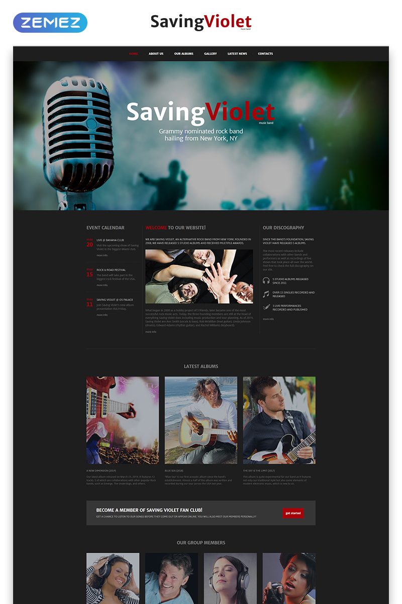 Website Vorlage namens "Musikband" #52543