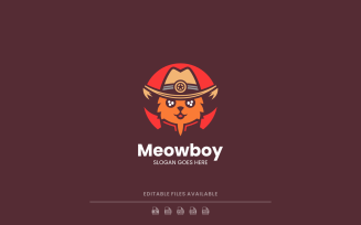 Cat Mascot Logo Design Template