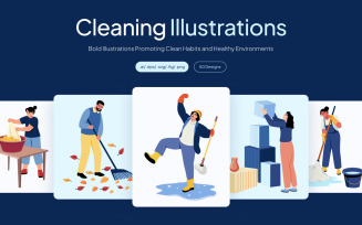 Cleaning Illustration Art Set