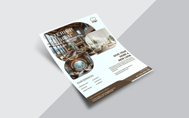 Interior Design Flyer Template | Elegant PSD Layout for Home Renovation & Remodeling Services Corporate Identity