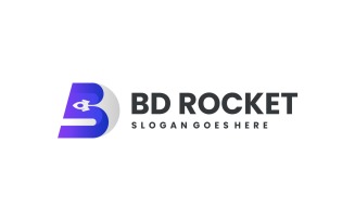 Modern Gradient Letter B with Rocket
