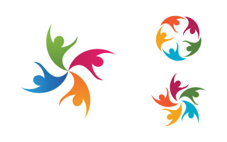 Human care adoption group network and social logo design vv.105