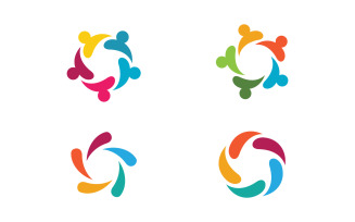 Human care adoption group network and social logo design vv.106