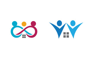 Human care adoption group network and social logo design vv.107