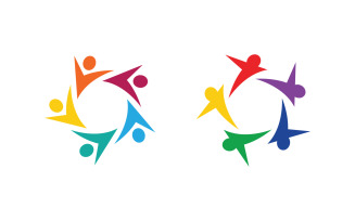 Human care adoption group network and social logo design vv.110