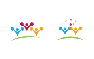 Human care adoption group network and social logo design vv.111