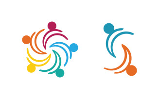 Human care adoption group network and social logo design vv.113