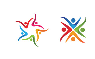 Human care adoption group network and social logo design vv.121