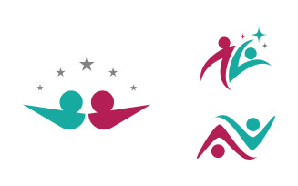 Human care adoption group network and social logo design vv.123