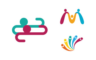 Human care adoption group network and social logo design vv.124