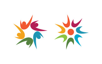 Human care adoption group network and social logo design vv.127