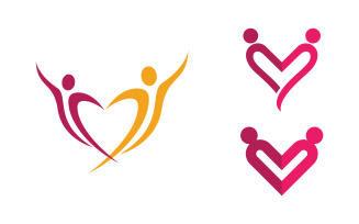 Human care adoption group network and social logo design vv.128
