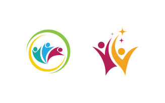 Human care adoption group network and social logo design vv.130