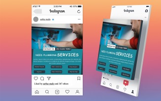 Make your plumbing services stand out with this customizable social media post template.