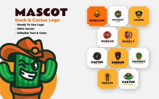 Mascot Duck & Cactus Character Set