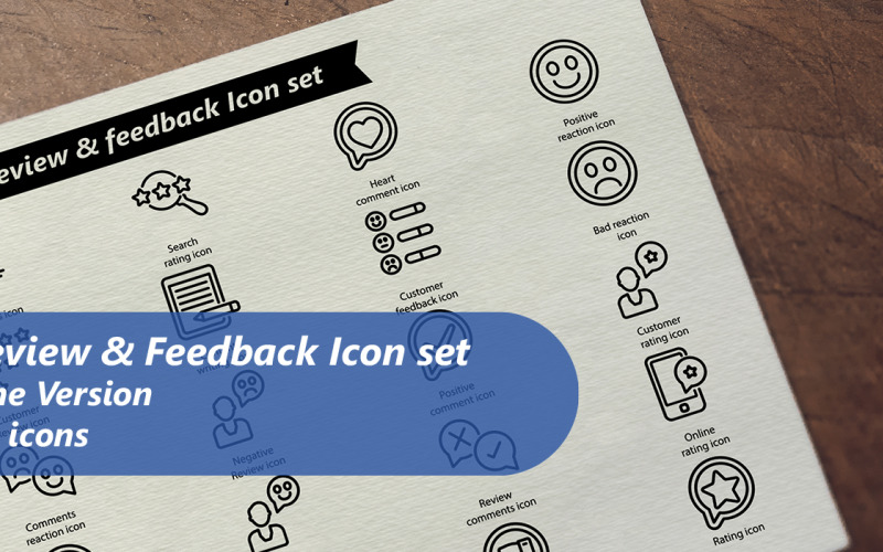 Review And feedback Line Icon Set Template