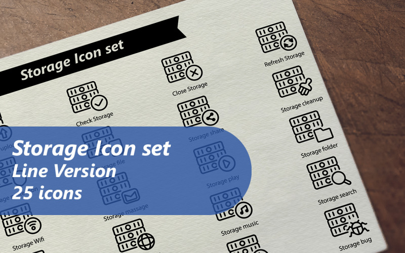 Storage Line Icon Set Template
