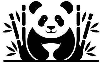 A minimalist logo design of a panda bear