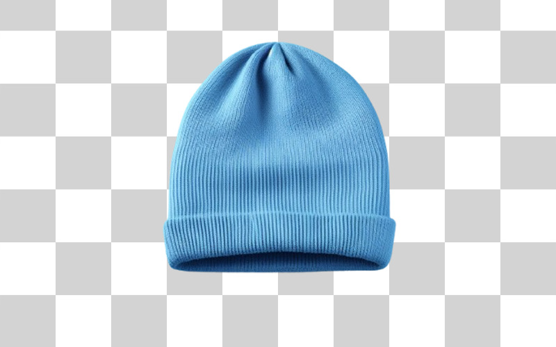 Blue beanie on transparent background Background