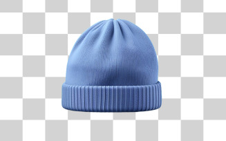 Blue beanie with transparent background