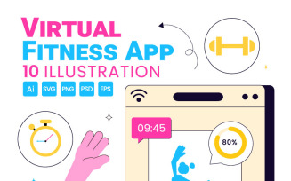 10 Virtual Fitness App Promotion Illustration