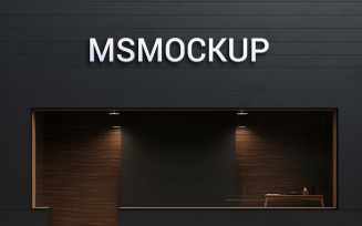 3D White Black Store Sign Mockup Building Front Sign 3d Logo Mockup Psd