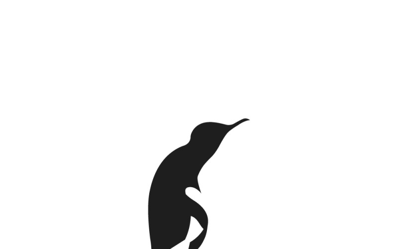Penguin with Fish, minimalistic logo Logo Template