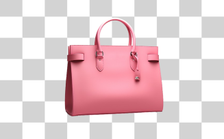 Pink ladies handbag with transparent background