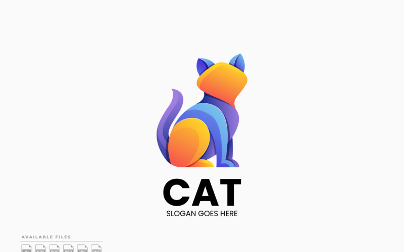 Cat Gradient Colorful Logo Template