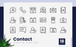 Contact Outline Icons Set