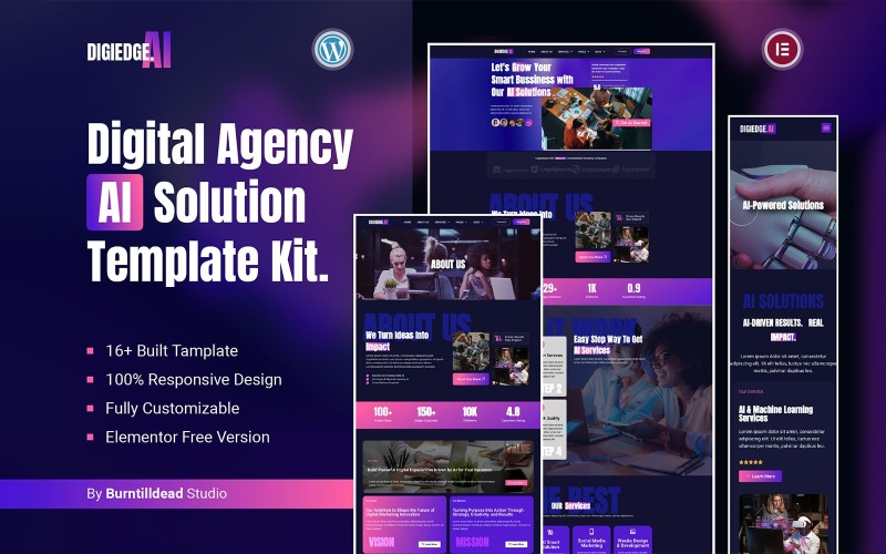 Digiedge- Digital Agency Elementor Template Kit Elementor Kit